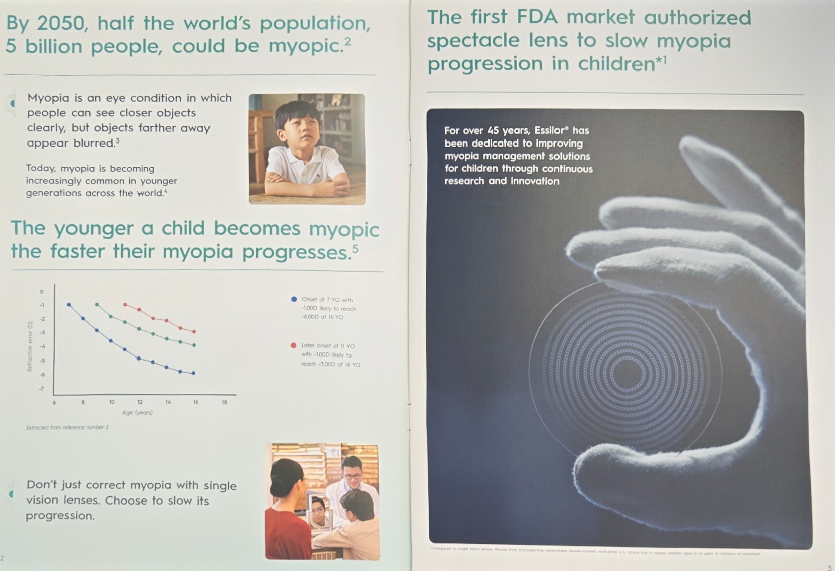 Brochure about myopia with child and lens