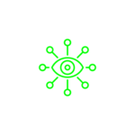 Green eye symbol with connecting nodes.
